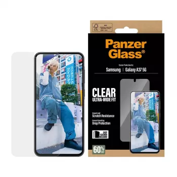 PanzerGlass Ekrāna aizsargs Ultra-Wide Fit Samsung Galaxy A37 5G — caurspīdīgs, izturīgs pret skrāpējumiem