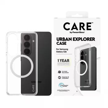 PanzerGlass CARE™ Urban Explorer Maciņš Samsung Galaxy S26 — Caurspīdīgs vāciņš ar Qi atbalstu