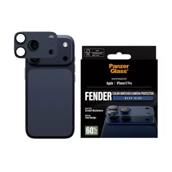 Kameras aizsargs PanzerGlass Fender Deep Blue iPhone 17 Pro, silikons, skrāpējumu un triecienu izturīgs