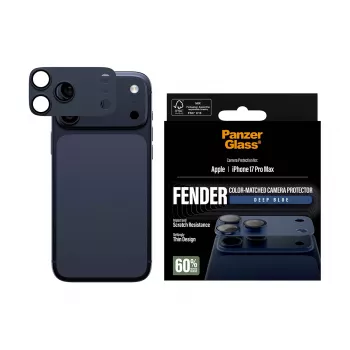 PanzerGlass Fender Deep Blue kameras aizsargs iPhone 17 Pro Max, silikona, skrāpējumu un triecienu izturīgs