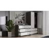 Kumode Top E Shop MALWA M6 120 cm, 6 atvilktnes, antracīta rāmis, baltas fasādes