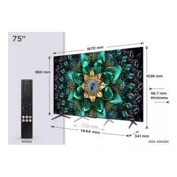 TCL Q6C 75Q6C televizors 190.5 cm (75 colli) 4K Ultra HD Smart TV Wi-Fi Metālisks