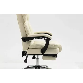 Grozāmais biroja krēsls ActiveJet YK7416 — ergonomisks krēsls, bēšs eko āda, metāla rāmis, polsterēta atzveltne, kāju balsts