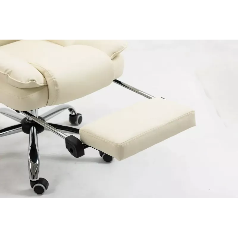 Grozāmais biroja krēsls ActiveJet YK7416 — ergonomisks krēsls, bēšs eko āda, metāla rāmis, polsterēta atzveltne, kāju balsts