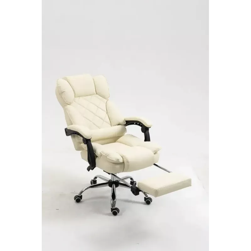 Grozāmais biroja krēsls ActiveJet YK7416 — ergonomisks krēsls, bēšs eko āda, metāla rāmis, polsterēta atzveltne, kāju balsts