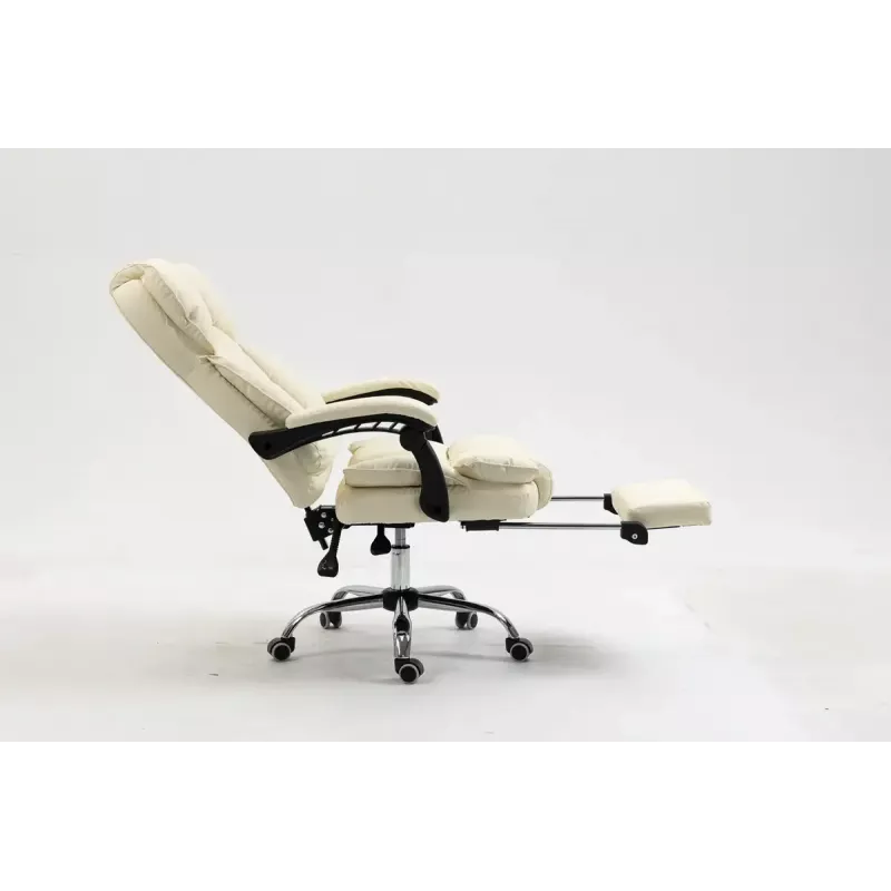 Grozāmais biroja krēsls ActiveJet YK7416 — ergonomisks krēsls, bēšs eko āda, metāla rāmis, polsterēta atzveltne, kāju balsts