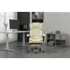 Grozāmais biroja krēsls ActiveJet YK7416 — ergonomisks krēsls, bēšs eko āda, metāla rāmis, polsterēta atzveltne, kāju balsts