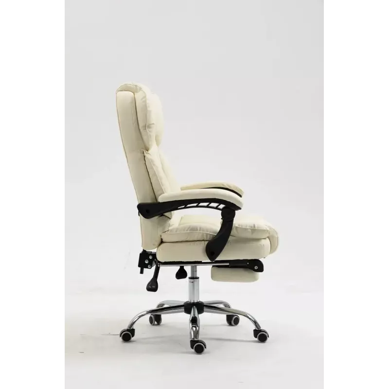 Grozāmais biroja krēsls ActiveJet YK7416 — ergonomisks krēsls, bēšs eko āda, metāla rāmis, polsterēta atzveltne, kāju balsts