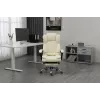 Grozāmais biroja krēsls ActiveJet YK7416 — ergonomisks krēsls, bēšs eko āda, metāla rāmis, polsterēta atzveltne, kāju balsts