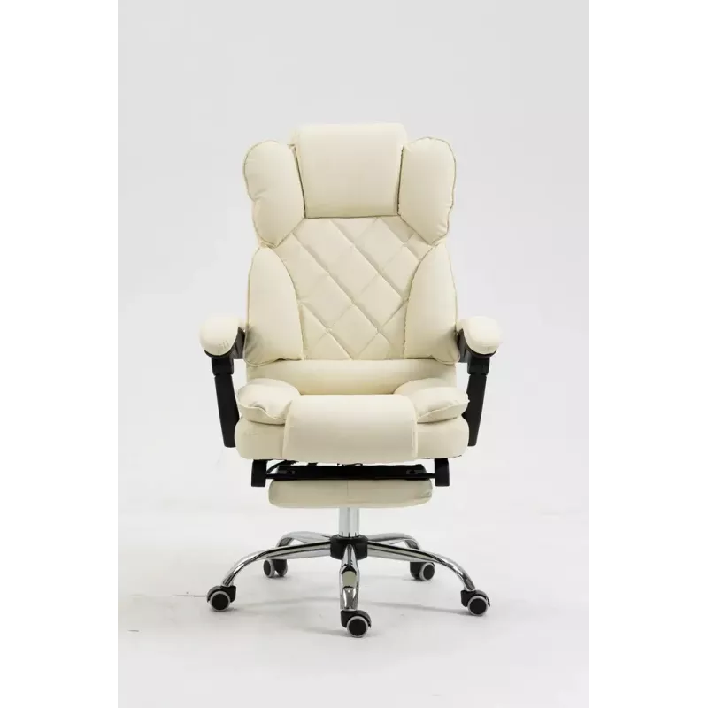 Grozāmais biroja krēsls ActiveJet YK7416 — ergonomisks krēsls, bēšs eko āda, metāla rāmis, polsterēta atzveltne, kāju balsts