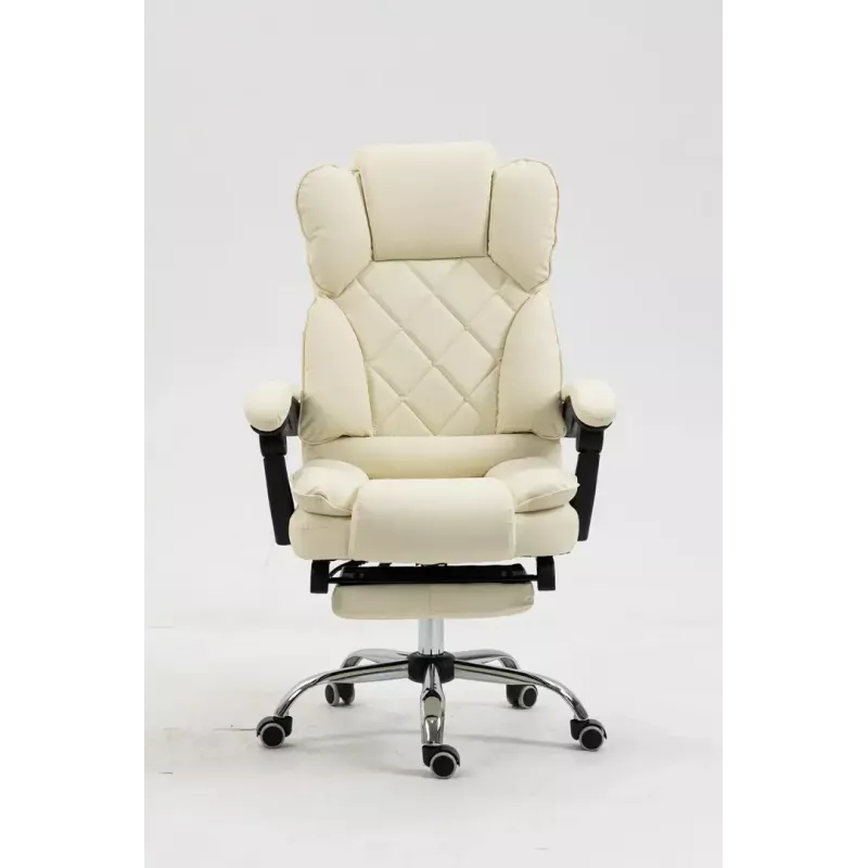 Grozāmais biroja krēsls ActiveJet YK7416 — ergonomisks krēsls, bēšs eko āda, metāla rāmis, polsterēta atzveltne, kāju balsts