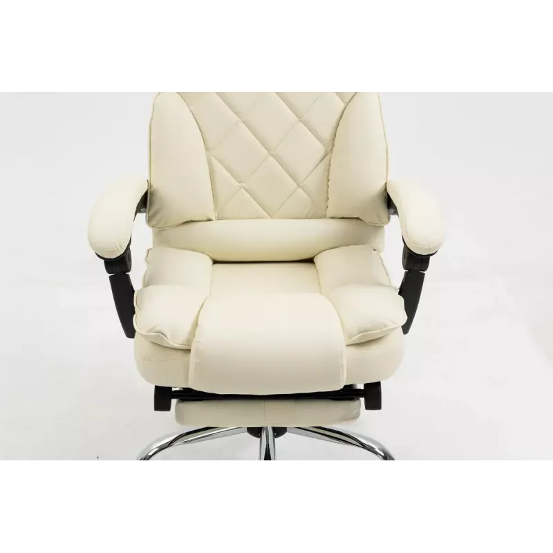 Grozāmais biroja krēsls ActiveJet YK7416 — ergonomisks krēsls, bēšs eko āda, metāla rāmis, polsterēta atzveltne, kāju balsts