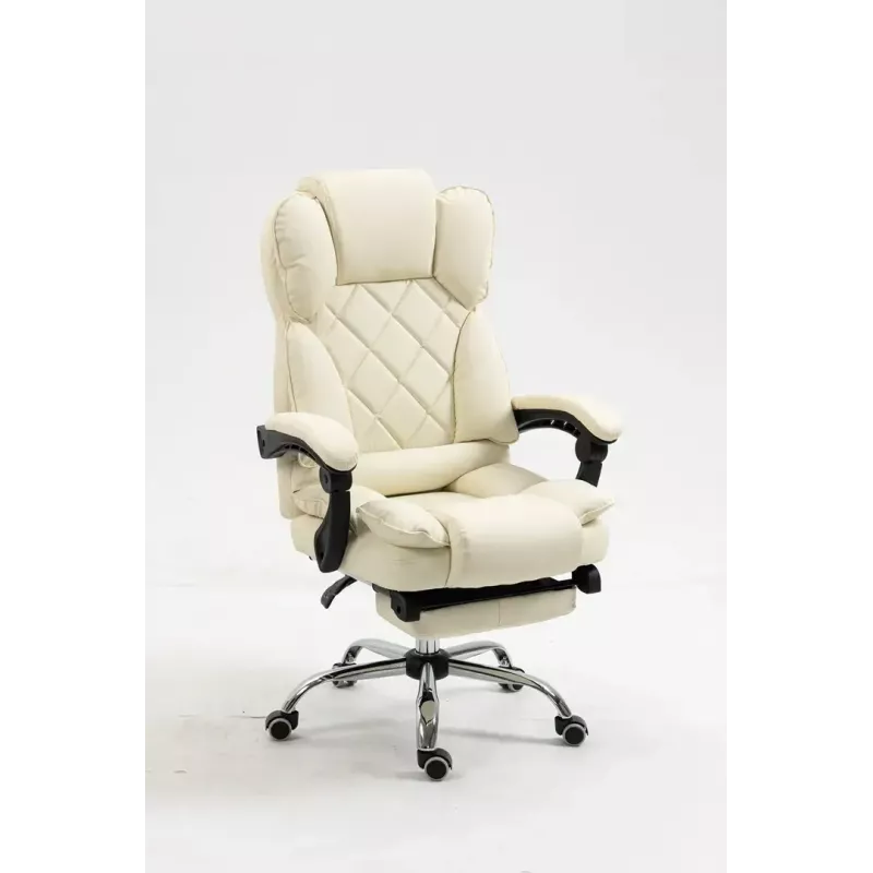 Grozāmais biroja krēsls ActiveJet YK7416 — ergonomisks krēsls, bēšs eko āda, metāla rāmis, polsterēta atzveltne, kāju balsts