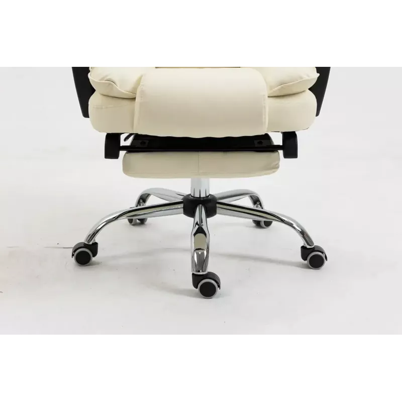 Grozāmais biroja krēsls ActiveJet YK7416 — ergonomisks krēsls, bēšs eko āda, metāla rāmis, polsterēta atzveltne, kāju balsts