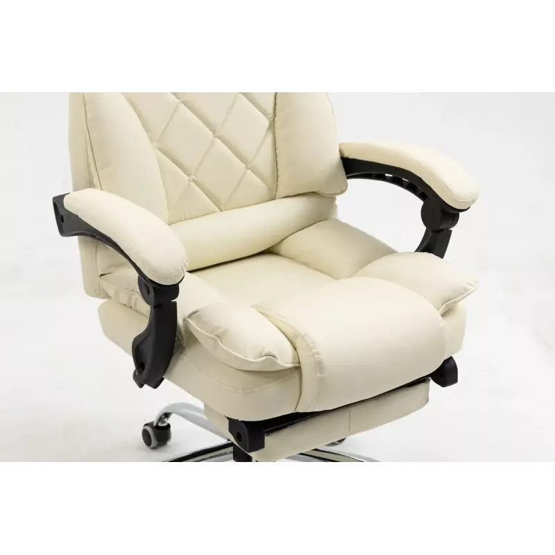 Grozāmais biroja krēsls ActiveJet YK7416 — ergonomisks krēsls, bēšs eko āda, metāla rāmis, polsterēta atzveltne, kāju balsts
