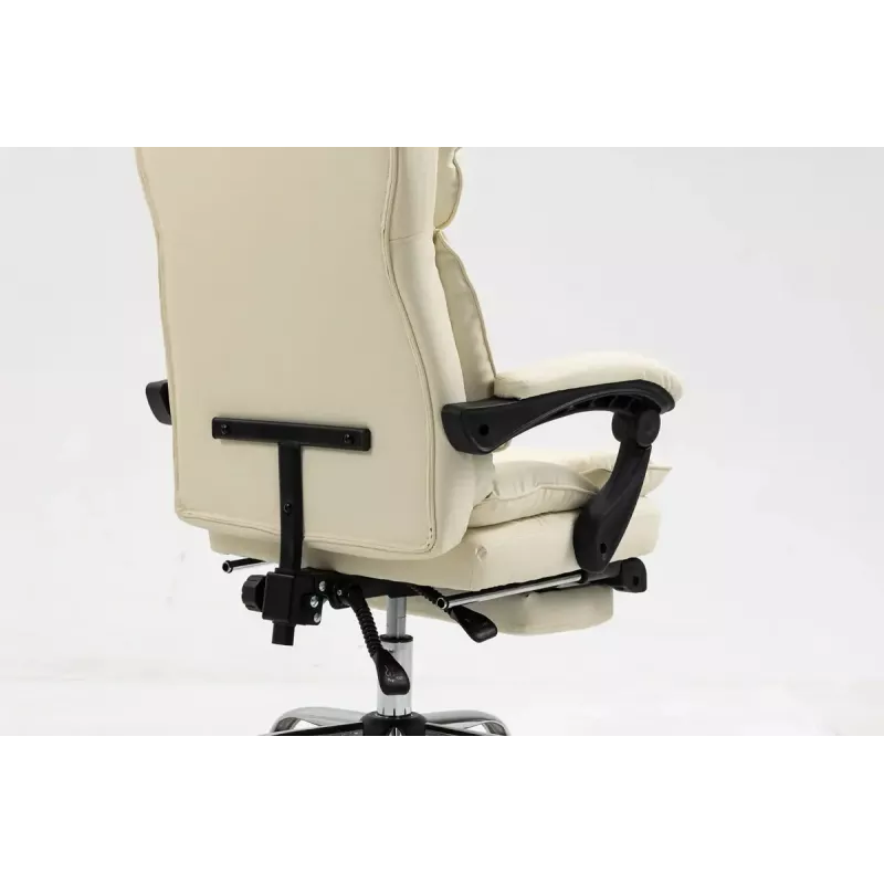 Grozāmais biroja krēsls ActiveJet YK7416 — ergonomisks krēsls, bēšs eko āda, metāla rāmis, polsterēta atzveltne, kāju balsts