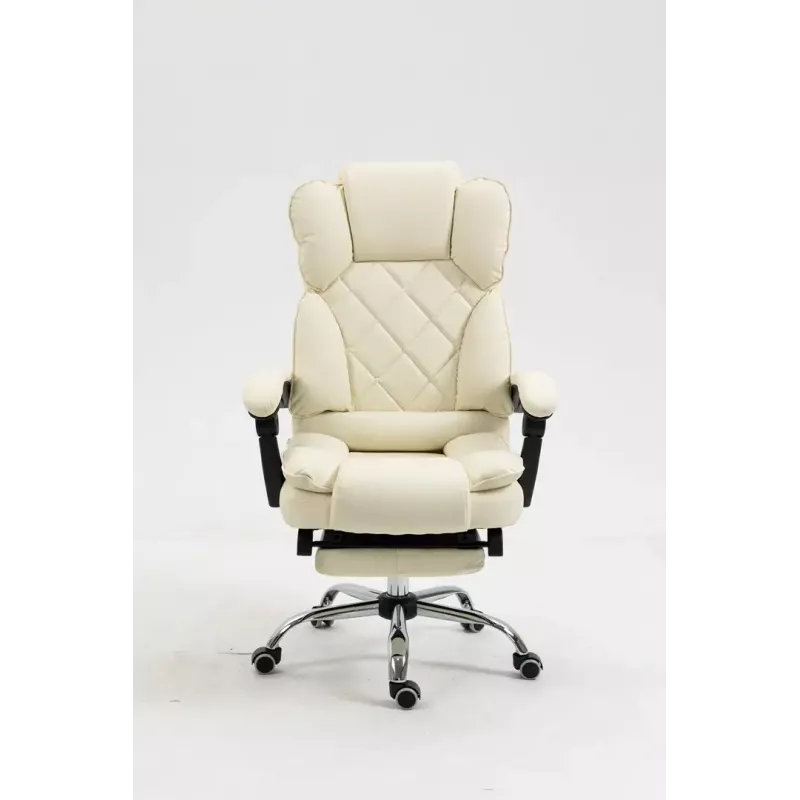 Grozāmais biroja krēsls ActiveJet YK7416 — ergonomisks krēsls, bēšs eko āda, metāla rāmis, polsterēta atzveltne, kāju balsts
