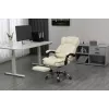 Grozāmais biroja krēsls ActiveJet YK7416 — ergonomisks krēsls, bēšs eko āda, metāla rāmis, polsterēta atzveltne, kāju balsts