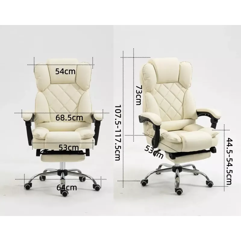 Grozāmais biroja krēsls ActiveJet YK7416 — ergonomisks krēsls, bēšs eko āda, metāla rāmis, polsterēta atzveltne, kāju balsts