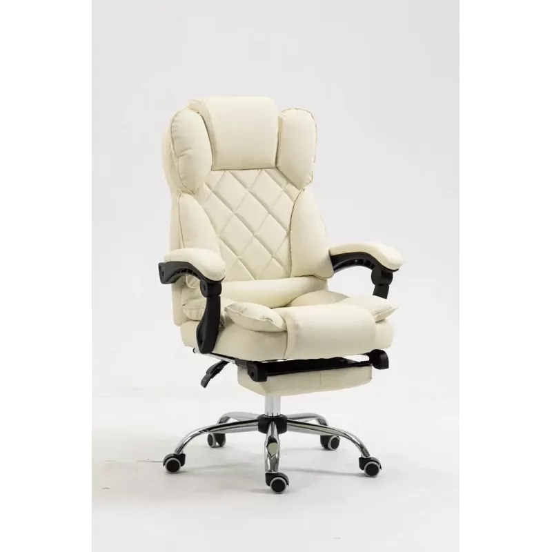 Grozāmais biroja krēsls ActiveJet YK7416 — ergonomisks krēsls, bēšs eko āda, metāla rāmis, polsterēta atzveltne, kāju balsts