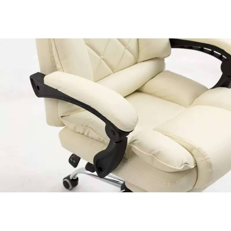 Grozāmais biroja krēsls ActiveJet YK7416 — ergonomisks krēsls, bēšs eko āda, metāla rāmis, polsterēta atzveltne, kāju balsts