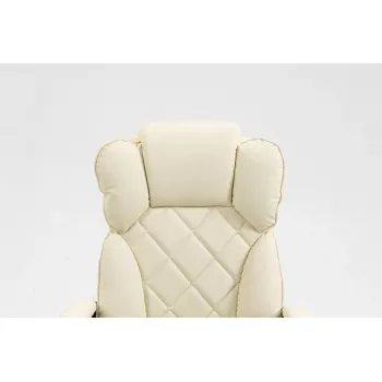 Grozāmais biroja krēsls ActiveJet YK7416 — ergonomisks krēsls, bēšs eko āda, metāla rāmis, polsterēta atzveltne, kāju balsts