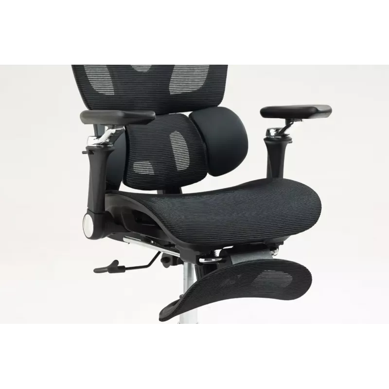 Ergonomisks biroja krēsls ActiveJet YK848 — sieta sēdeklis un atzveltne, melns, atzveltne 50,5×57 cm, sēdekļa platums 48,5 cm