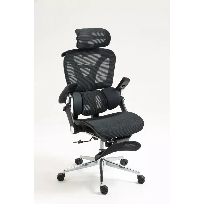 Ergonomisks biroja krēsls ActiveJet YK848 — sieta sēdeklis un atzveltne, melns, atzveltne 50,5×57 cm, sēdekļa platums 48,5 cm