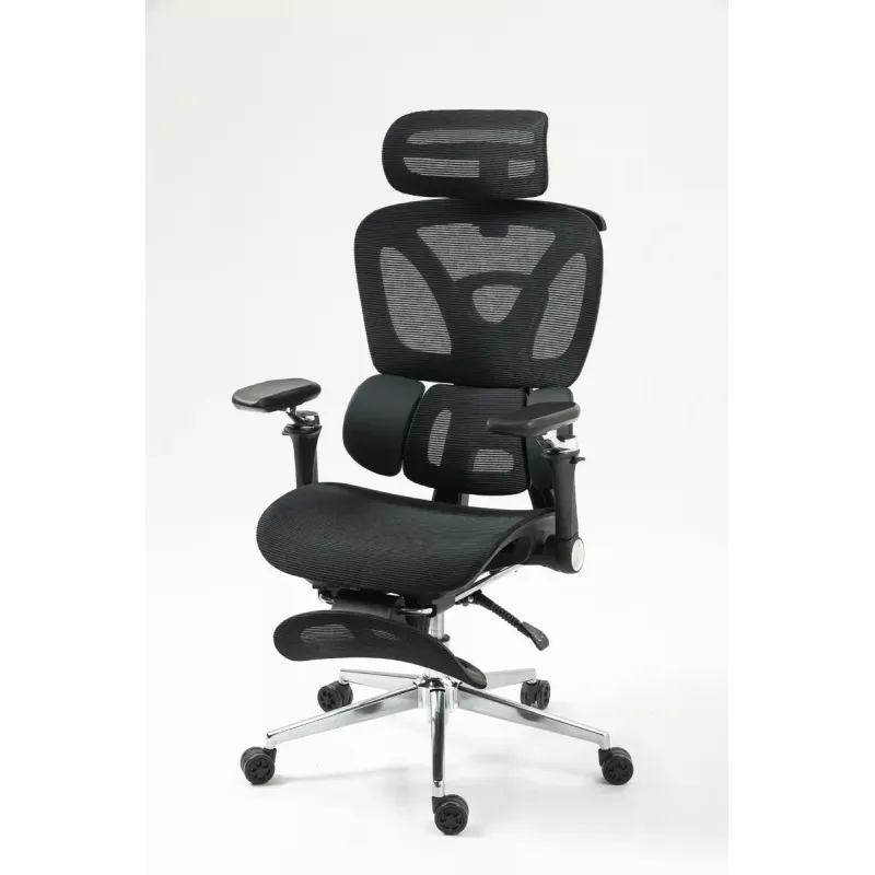 Ergonomisks biroja krēsls ActiveJet YK848 — sieta sēdeklis un atzveltne, melns, atzveltne 50,5×57 cm, sēdekļa platums 48,5 cm