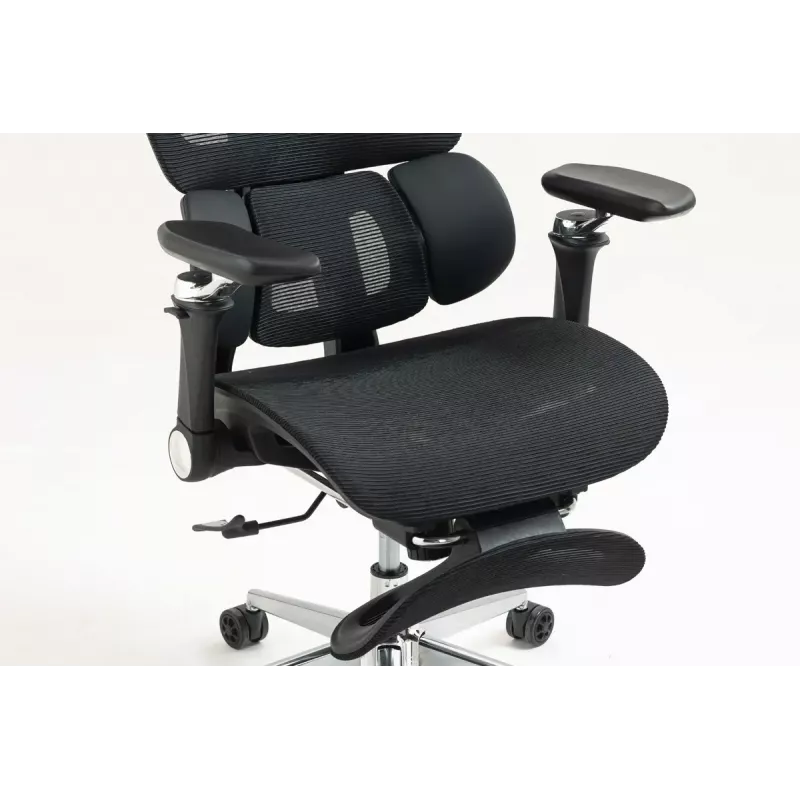 Ergonomisks biroja krēsls ActiveJet YK848 — sieta sēdeklis un atzveltne, melns, atzveltne 50,5×57 cm, sēdekļa platums 48,5 cm
