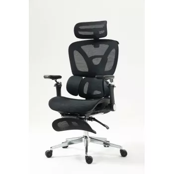 Ergonomisks biroja krēsls ActiveJet YK848 — sieta sēdeklis un atzveltne, melns, atzveltne 50,5×57 cm, sēdekļa platums 48,5 cm