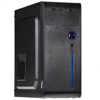 Korpus Akyga AK939BL Midi Tower — ATX/Micro-ATX, 3×3.5 inch + 3×2.5 inch sloti, GPU līdz 385 mm, USB 2.0