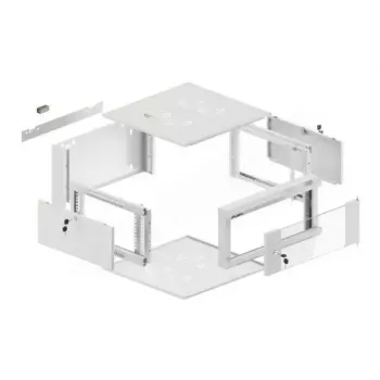 Sienas 19 collu 4U tīkla skapis LANBERG WAFA-5604-10S, 600 mm dziļums, pelēks, stikla durvis (salocīts)