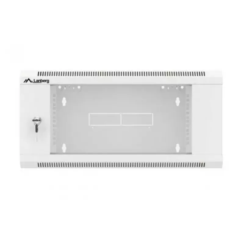 Sienas 19 collu 4U tīkla skapis LANBERG WAFA-5604-10S, 600 mm dziļums, pelēks, stikla durvis (salocīts)
