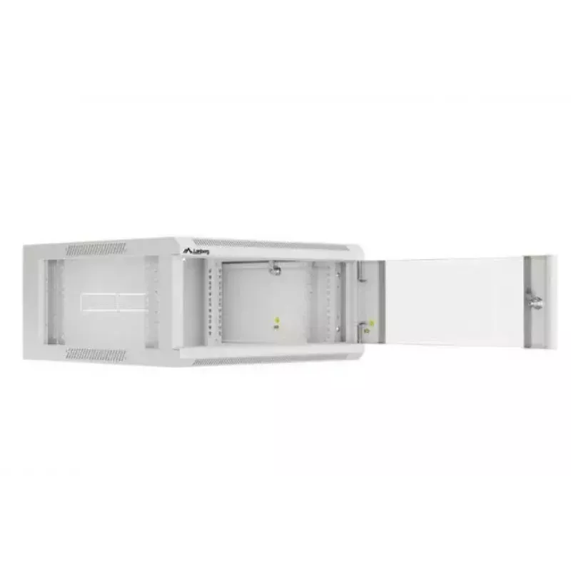 Sienas 19 collu 4U tīkla skapis LANBERG WAFA-5604-10S, 600 mm dziļums, pelēks, stikla durvis (salocīts)