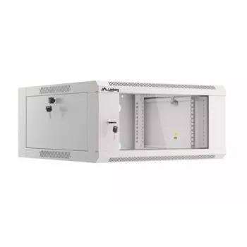 Sienas 19 collu 4U tīkla skapis LANBERG WAFA-5604-10S, 600 mm dziļums, pelēks, stikla durvis (salocīts)