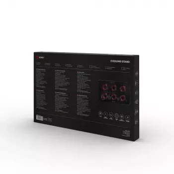 Laptop dzesēšanas paliktnis SAVIO COS-01 ar 6 fona apgaismotiem ventilatoriem 2000 RPM, USB 2.0, līdz 17.3 collu ekrāniem
