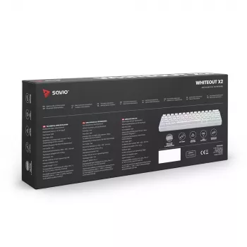 Savio WHITEOUT X2 RED Gaming Keyboard USB QWERTY Mehāniska 61 taustiņi