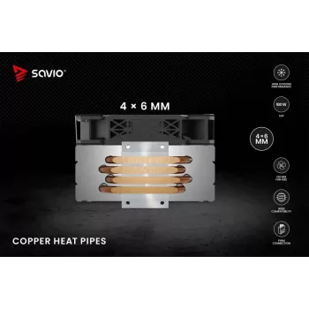 CPU gaisa dzesētājs SAVIO Vortex X2 Black – 120 mm ventilators, augstums 157 mm, PWM, LGA 2066 saderīgs