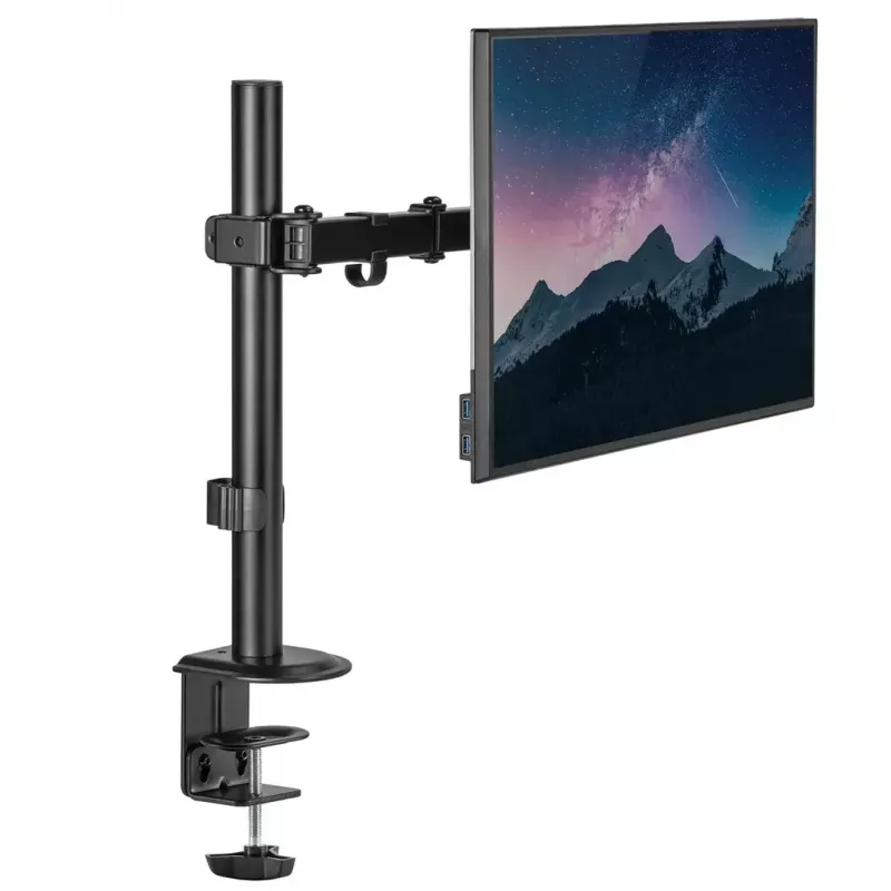 Monitora galda stiprinājums MACLEAN MC-753N 17–32 collu ekrāniem, VESA 75x75 / 100x100, max 9 kg, slīpums ±45°, pagrieziens ±180°, augstuma regulējams