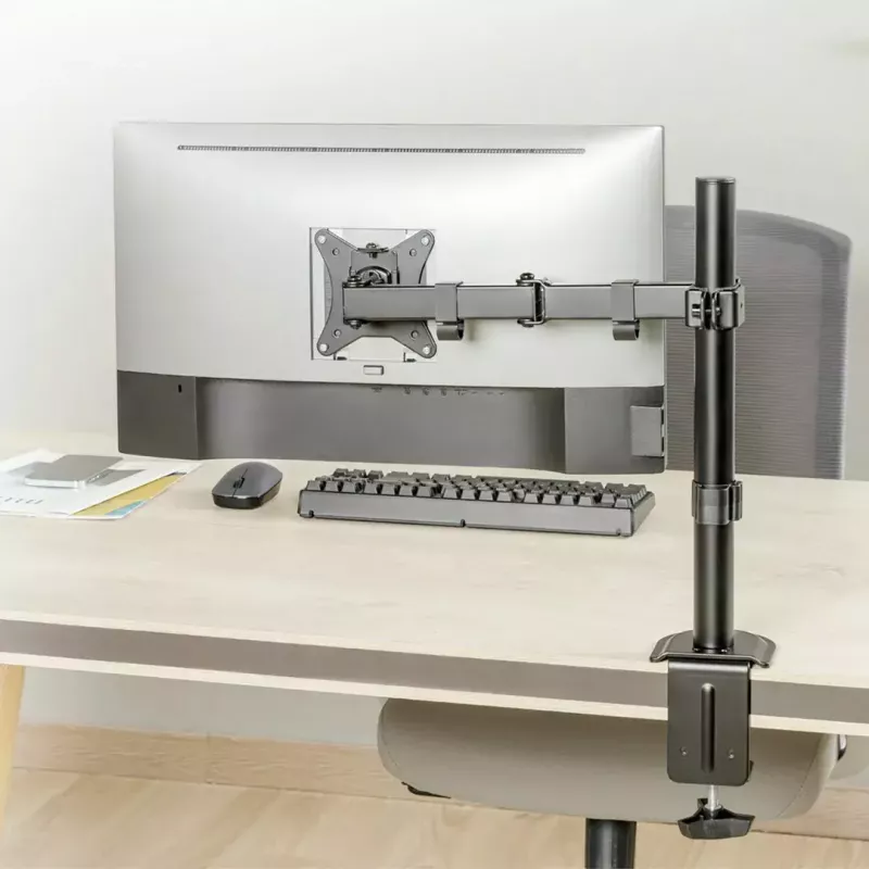 Monitora galda stiprinājums MACLEAN MC-753N 17–32 collu ekrāniem, VESA 75x75 / 100x100, max 9 kg, slīpums ±45°, pagrieziens ±180°, augstuma regulējams