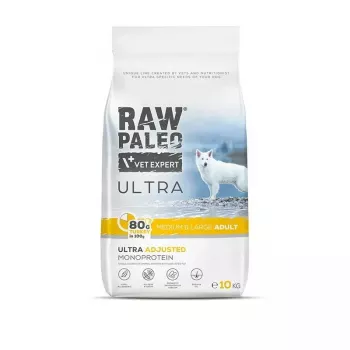 Sausā suņu barība VETEXPERT RAW PALEO Ultra vidējām un lielām pieaugušām suņiem Tītars — 2 kg, bezgraudu, olbaltumvielas 24.5%, tauki 14%