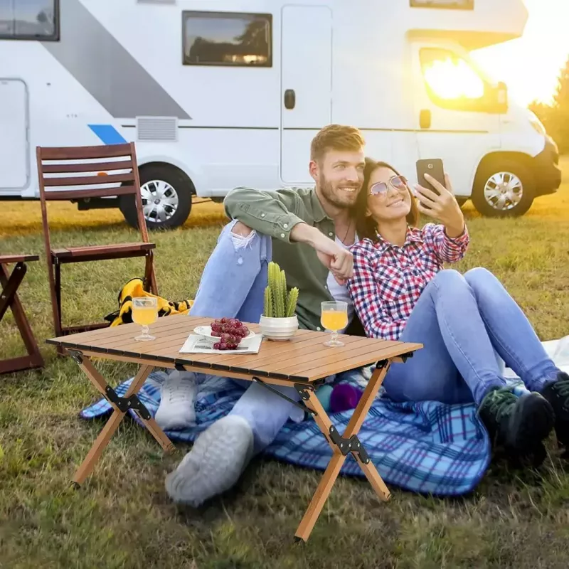 Saliekams galds PROMIS ST90, sarullējams, pārnēsājams tūrisma galds, viengabala komplekts