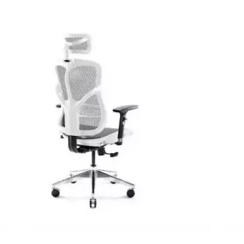 Ergonomisks biroja krēsls Diablo Chairs V-Basic White-Grey – regulējams augstums, atzveltne, roku balsti, jostas atbalsts