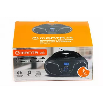 Portatīvais skaļrunis MANTA BBX007 ar Bluetooth 5.0, FM radio (87.5–108 MHz), LCD, teleskopisko antenu