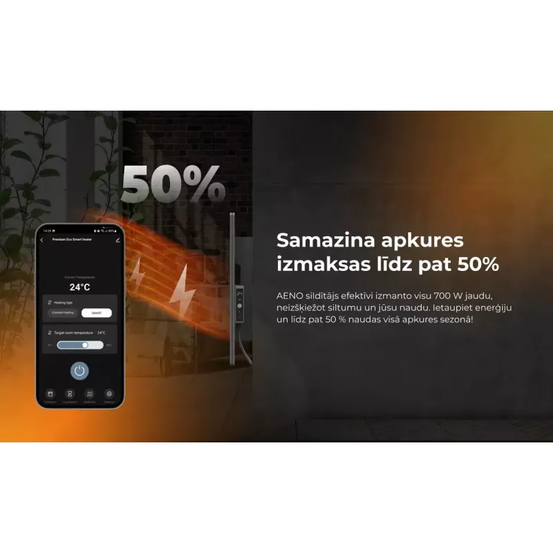 Infrasarkanais elektriskais sildītājs AENO Premium Eco Smart Heater AGH0005S, Pelēks