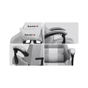 Spēļu krēsls Huzaro FORCE 4.7 Bucket Seat Pelēks — audums, polsterēts sēdeklis un atzveltne, kāju balsts, max svars 140 kg, augstums 113–123 cm