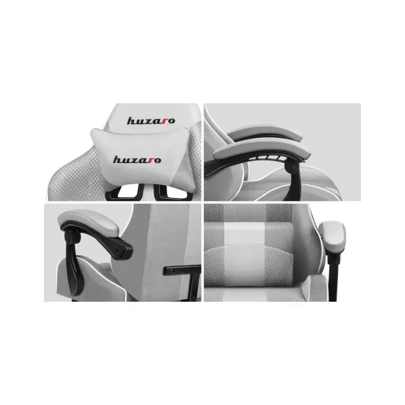 Spēļu krēsls Huzaro FORCE 4.7 Bucket Seat Pelēks — audums, polsterēts sēdeklis un atzveltne, kāju balsts, max svars 140 kg, augstums 113–123 cm