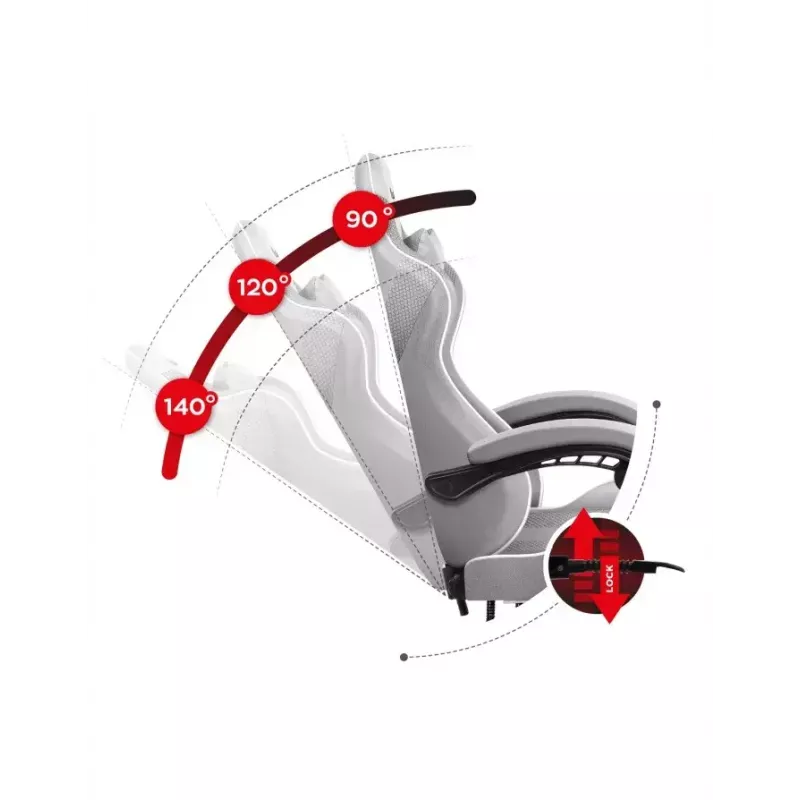 Spēļu krēsls Huzaro FORCE 4.7 Bucket Seat Pelēks — audums, polsterēts sēdeklis un atzveltne, kāju balsts, max svars 140 kg, augstums 113–123 cm
