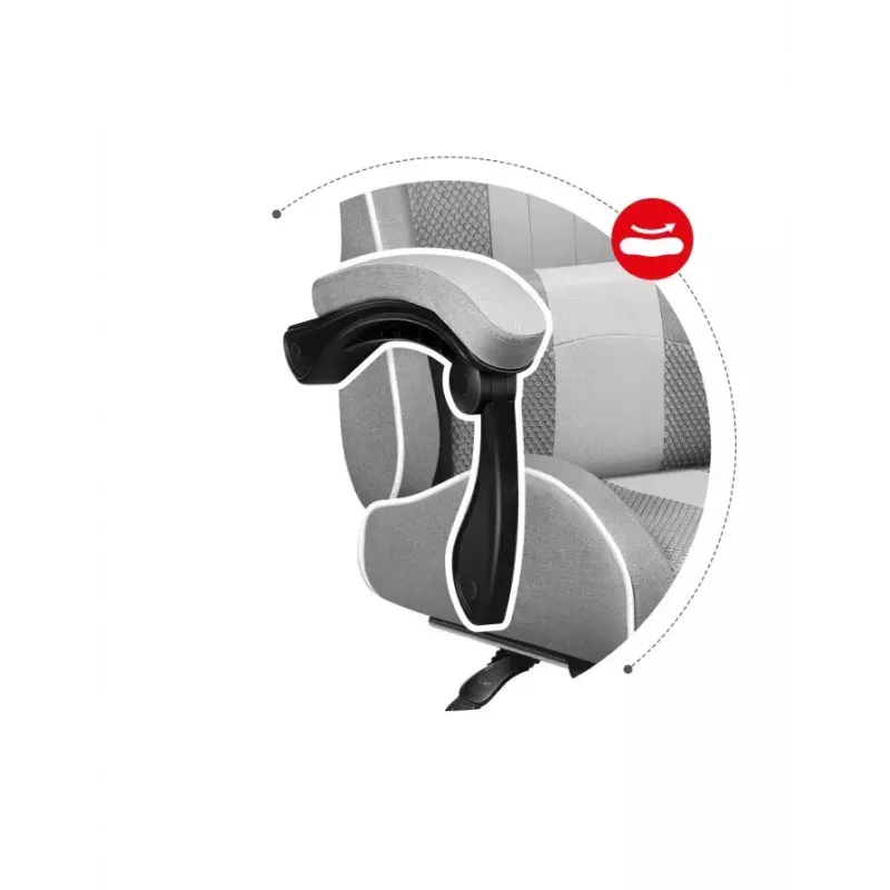 Spēļu krēsls Huzaro FORCE 4.7 Bucket Seat Pelēks — audums, polsterēts sēdeklis un atzveltne, kāju balsts, max svars 140 kg, augstums 113–123 cm